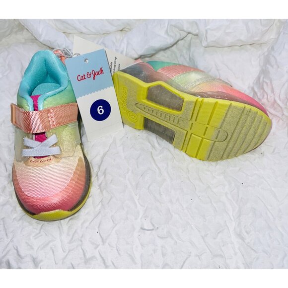 Cat & Jack Kids Light-Up Sneakers Size 6 Rainbow Gradient - Picture 2 of 4